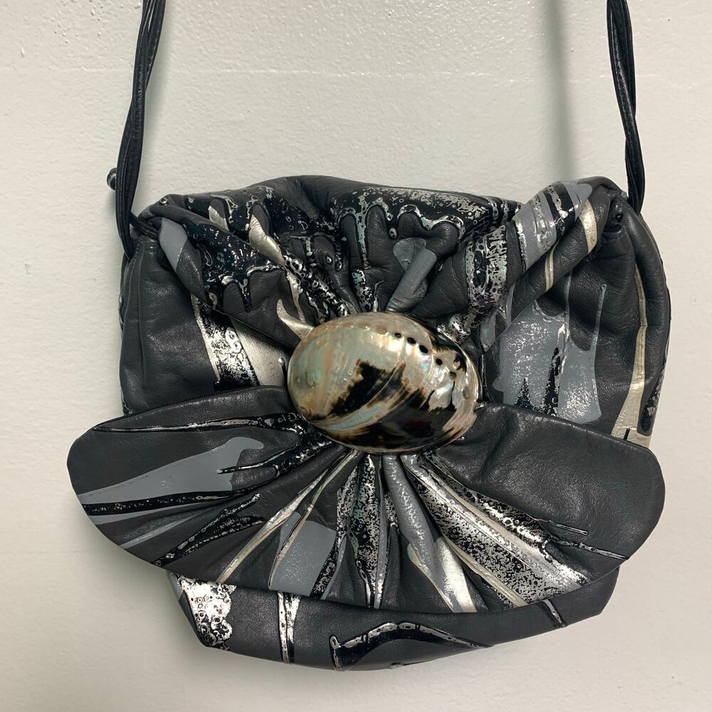 No Brand Metallic Abstract Shoulder Bag Purse Crossbody with Shell